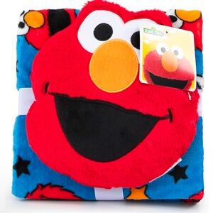 Sesame Street Elmo Blanket and Red Plush Pillow Set